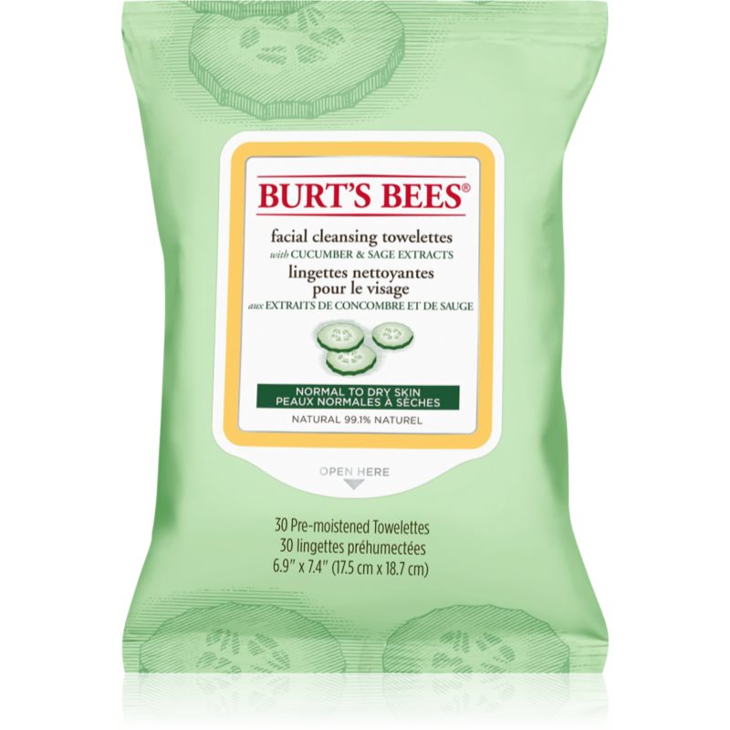 Burt’s Bees Cucumber & Sage čisticí a odličovací ubrousky pro normální až suchou pleť 30 ks Image