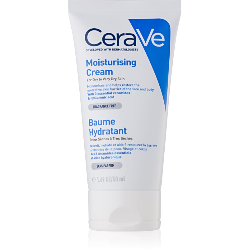 CeraVe Moisturizers feuchtigkeitspendende Creme für Gesicht und Körper für trockene und sehr trockene Haut 50 ml