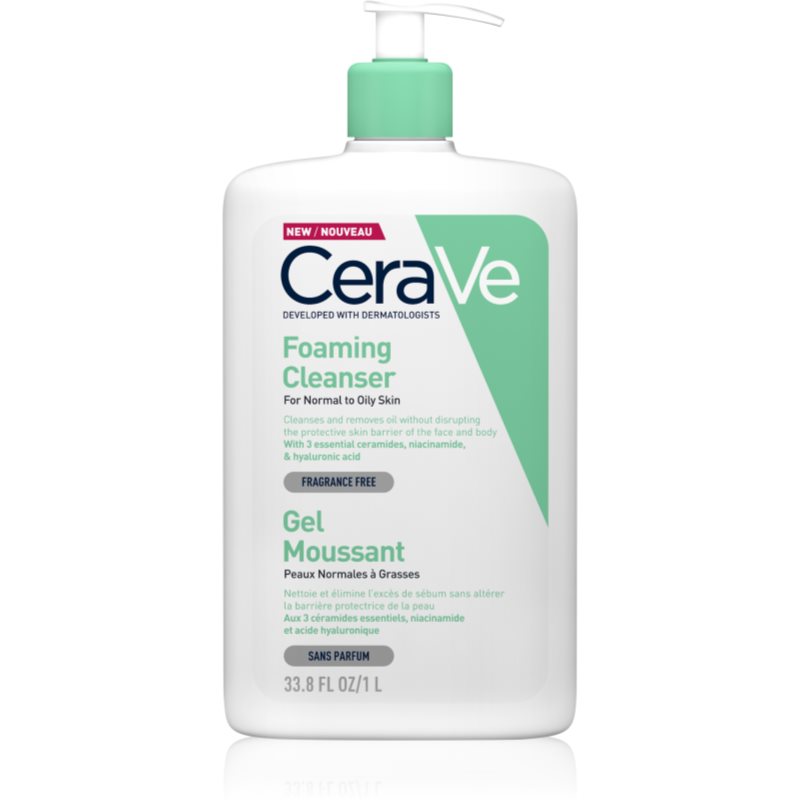 CeraVe Cleansers gel espumoso de limpeza para pele normal a oleosa 1000 ml