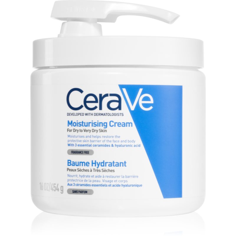 CeraVe Moisturizers crema hidratante para rostro y cuerpo con dosificador 454 g