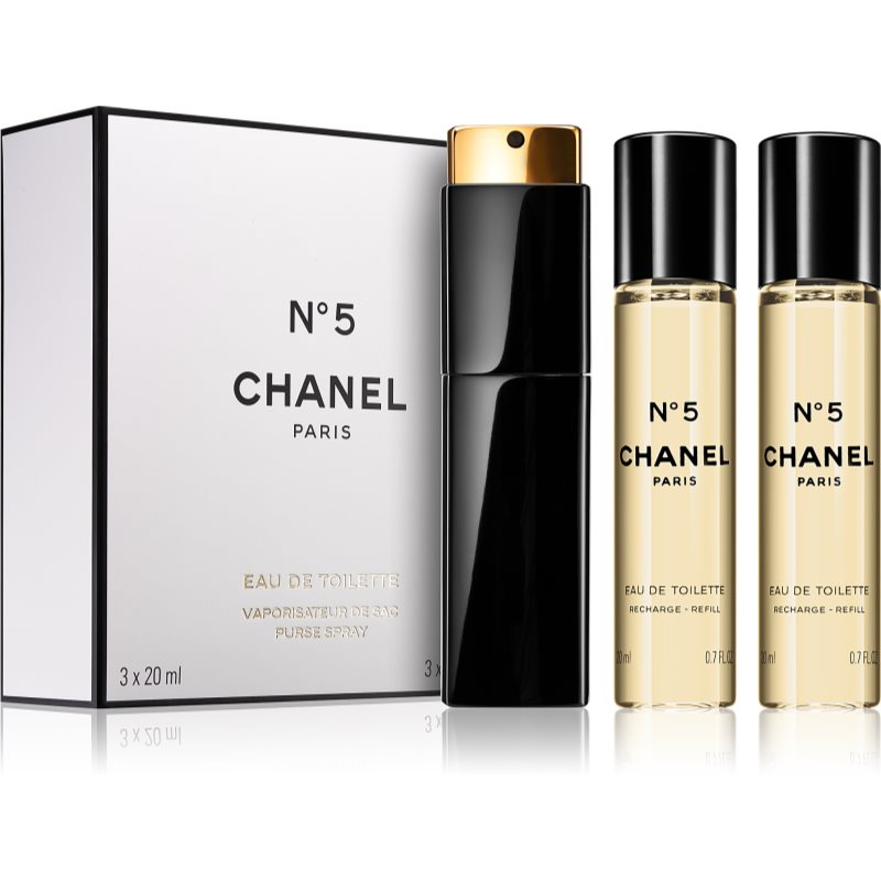 Chanel N°5 Eau de Toilette (1x vap.recarregável + 2 x recarga) para mulheres 3 x 20 ml