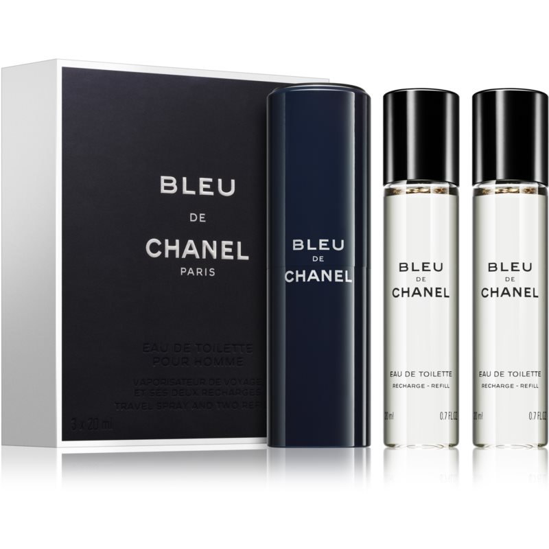 Chanel Bleu de Chanel Eau de Toilette (1x vap.recarregável + 2 x recarga) para homens 3x20 ml