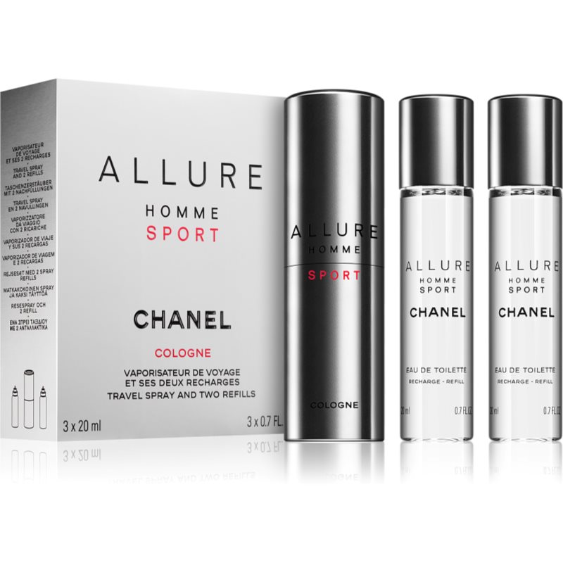 Chanel Allure Homme Sport Cologne agua de colonia ((1x recargable + 2x recarga)) para hombre