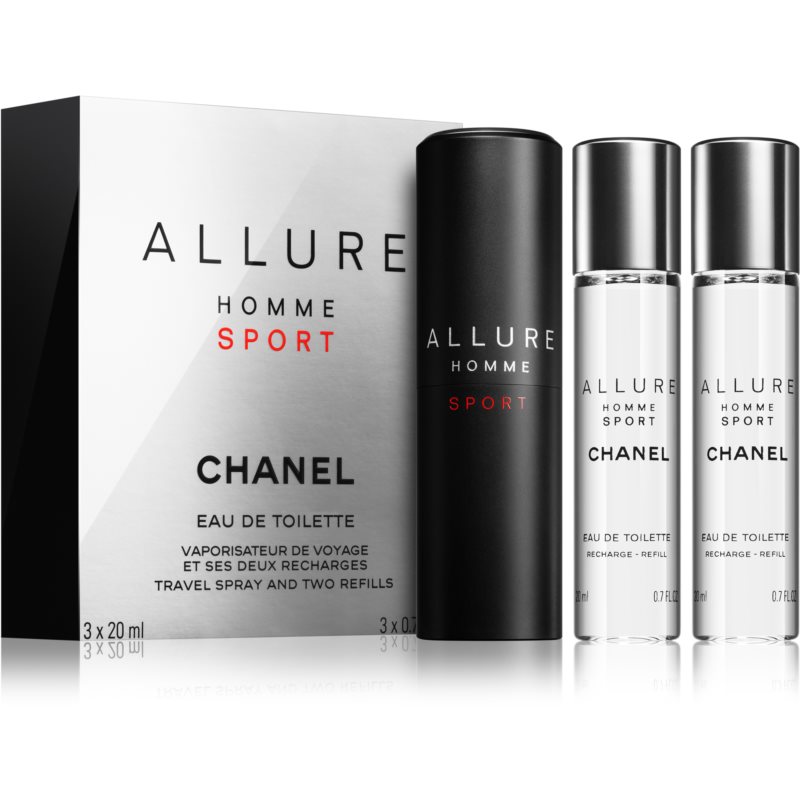 Chanel Allure Homme Sport Eau de Toilette (1x recargable + 2x recarga) para hombre 3 x 20 ml