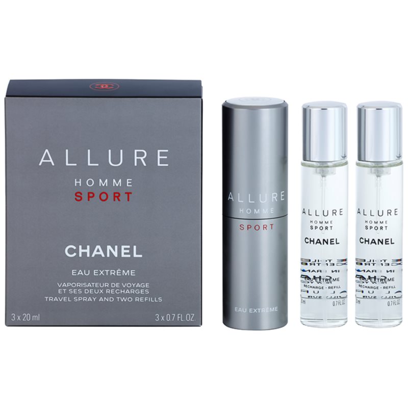 Chanel Allure Homme Sport Eau Extreme Eau de Toilette (1x recargable + 2x recarga) para hombre 3 x 20 ml