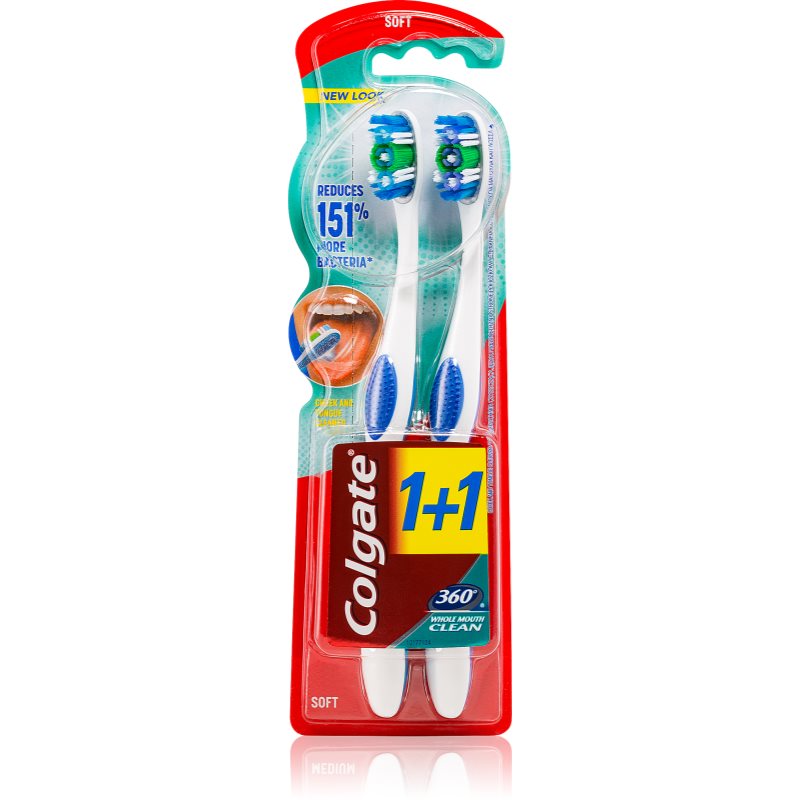 

Colgate 360° Whole Mouth Clean зубні щіточки soft 2 шт