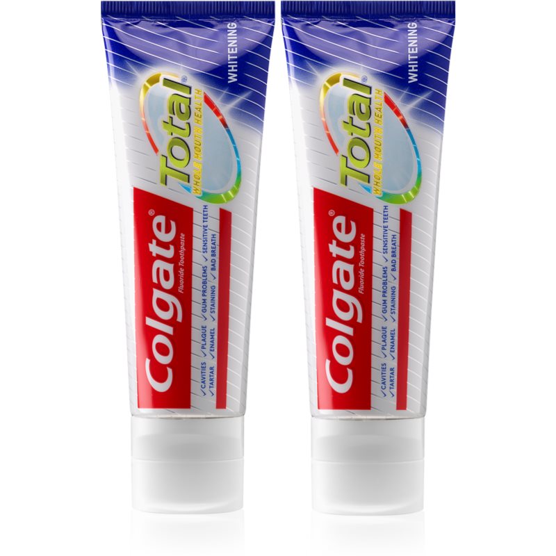 Colgate Total Whitening zobna pasta za beljenje zob 2 x 75 ml