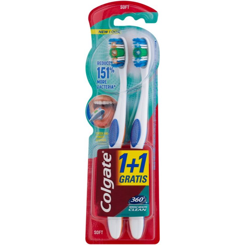 

Colgate 360° Whole Mouth Clean зубні щіточки soft 2 шт