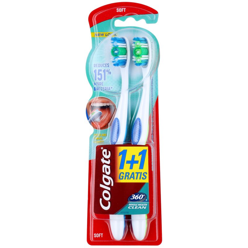

Colgate 360° Whole Mouth Clean зубні щіточки soft 2 шт