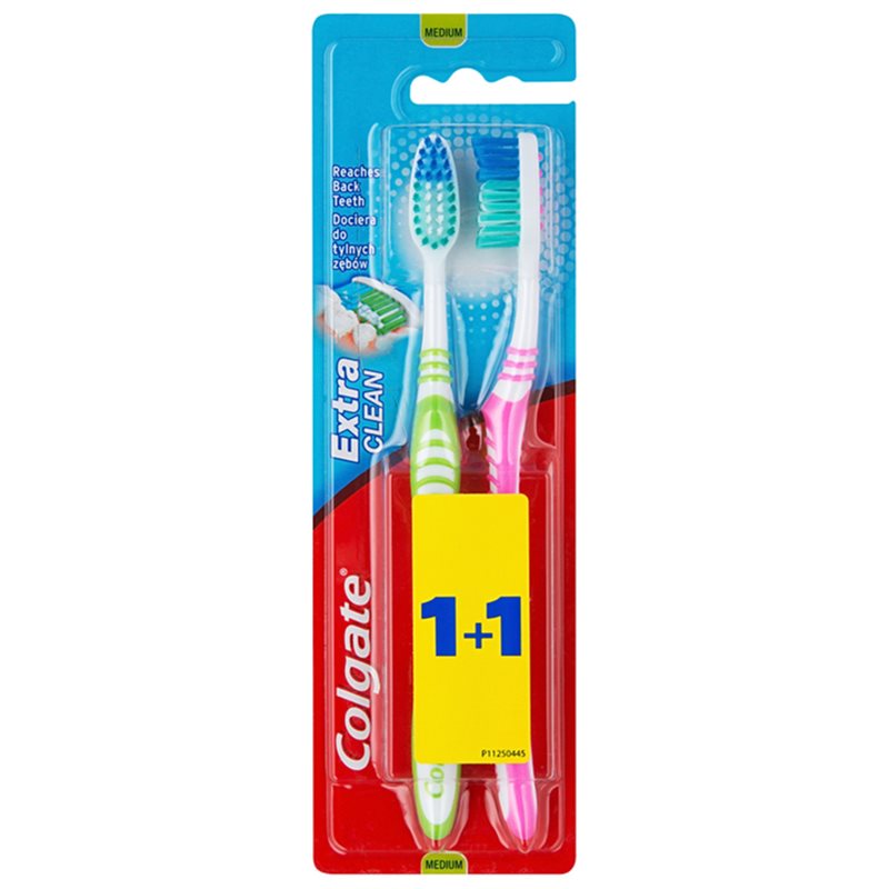 Colgate Extra Clean cepillo de dientes medio 2 uds accesorio para recortar las cejas 2 ud
