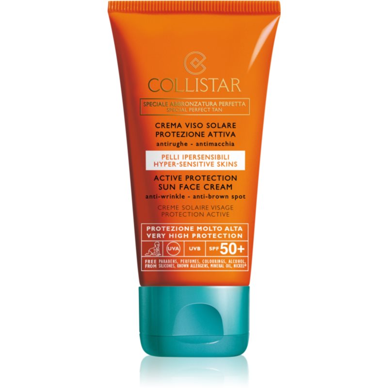 Collistar Special Perfect Tan Active Protection Sun Face Cream krema proti gubam za sončenje SPF 50+ 50 ml