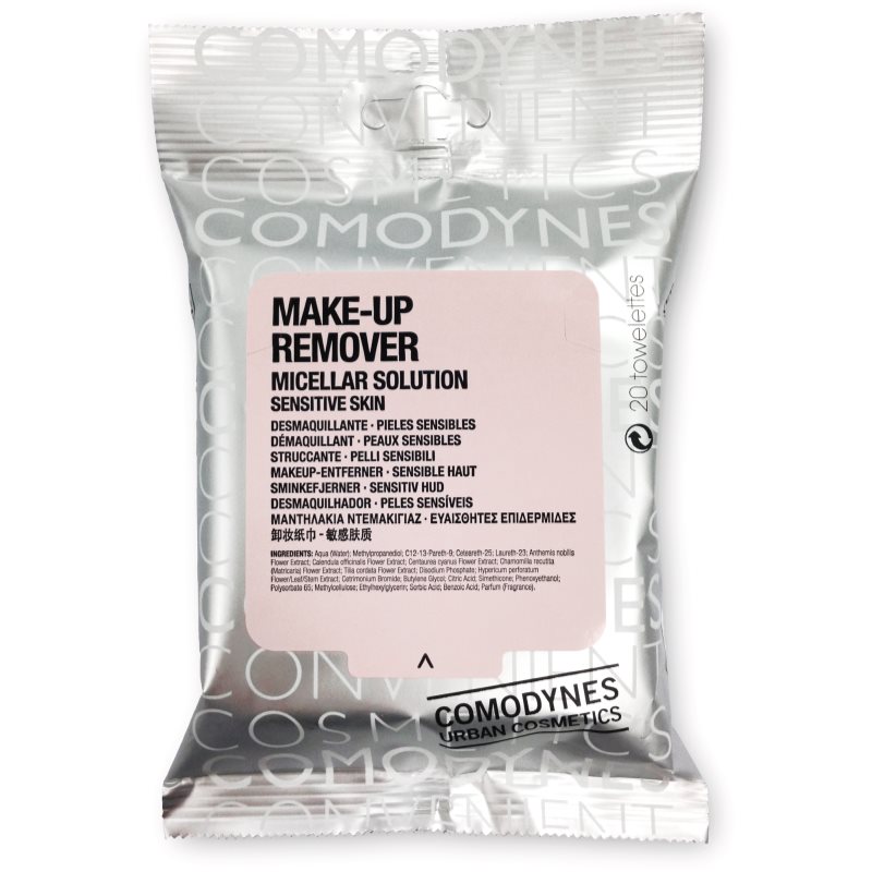 Comodynes Make-up Remover Micellar Solution кърпички за почистване на грим за чувствителна кожа на лицето 20 бр.