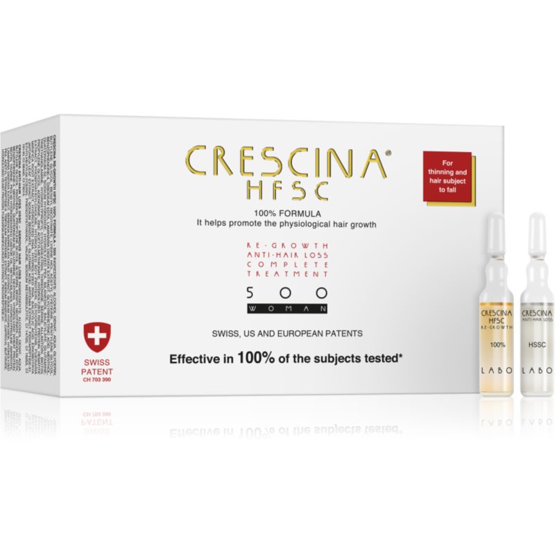 Crescina 500 Re-Growth and Anti-Hair Loss cuidado para estimulação do crescimento capilar anti-queda para mulheres 500 20 x 3,5 ml