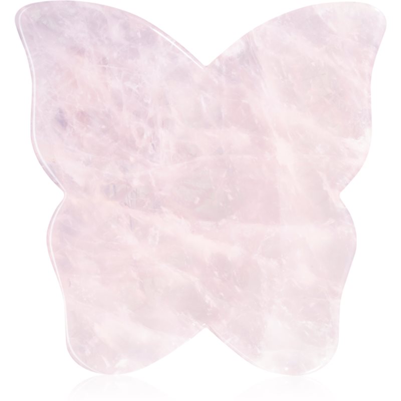 Crystallove Butterfly Rose Quartz Gua Sha Plate acessório para massagem