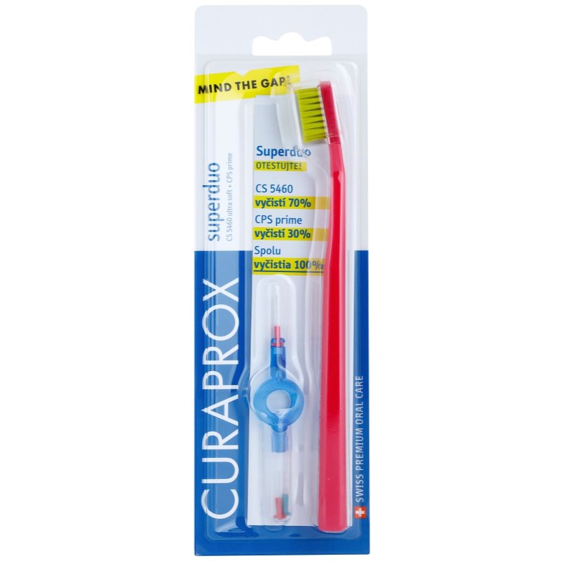 

Curaprox 5460 Ultra Soft Superduo зубна щітка + запасні міжзубні щітки з тримачем