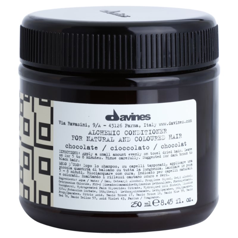 Davines Alchemic Chocolate condicionador hidratante para enfatização de cor de cabelo 250 ml