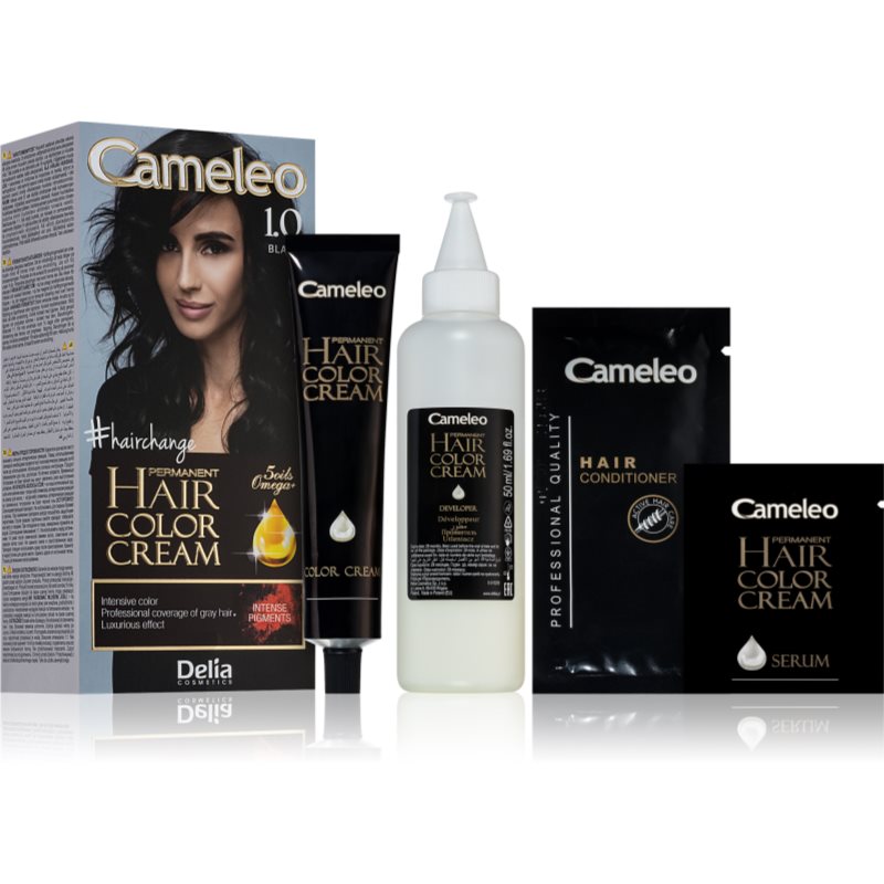 Delia Cosmetics Cameleo Omega tinte permanente para cabello tono 1.0 Black