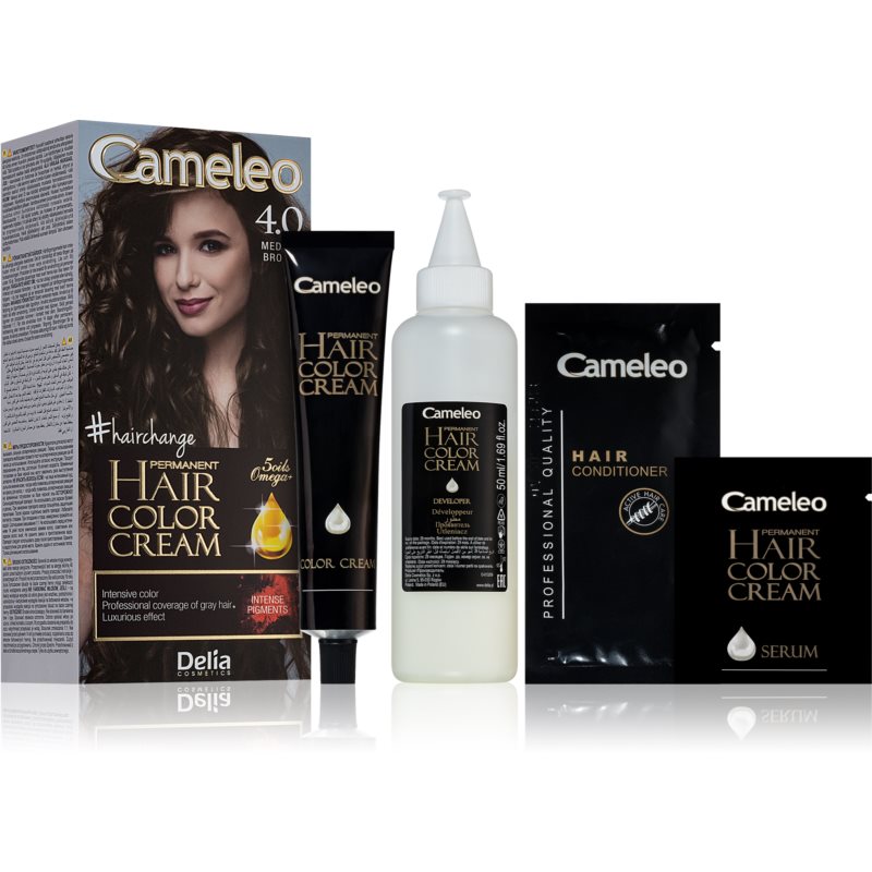 Delia Cosmetics Cameleo Omega cor para cabelo permanente tom 4.0 Medium Brown