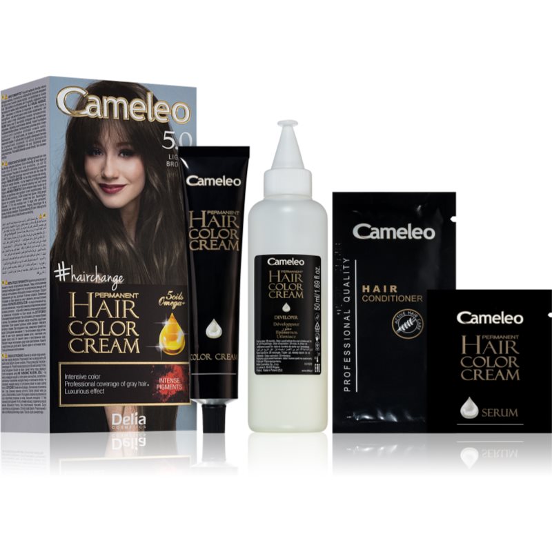 Delia Cosmetics Cameleo Omega cor para cabelo permanente tom 5.0 Light Brown