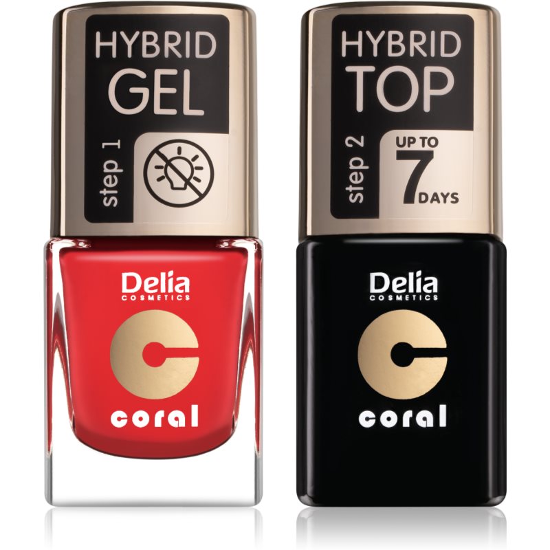 Delia Cosmetics Coral Nail Enamel Hybrid Gel kozmetični set za ženske odstín 01