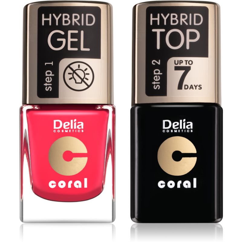 Delia Cosmetics Coral Nail Enamel Hybrid Gel kozmetični set za ženske odstín 03