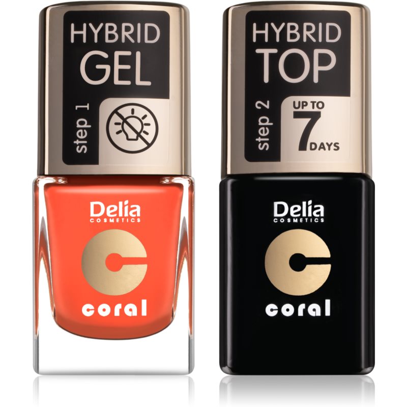 Delia Cosmetics Coral Nail Enamel Hybrid Gel kozmetični set za ženske