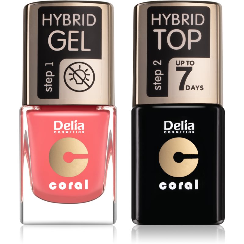 Delia Cosmetics Coral Nail Enamel Hybrid Gel kozmetični set za ženske odstín 16