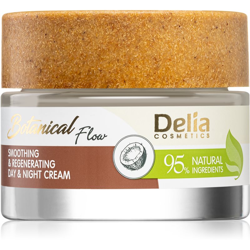 Delia Cosmetics Botanical Flow Coconut Oil gladilna dnevna in nočna krema za regeneracijo obraza 50 ml