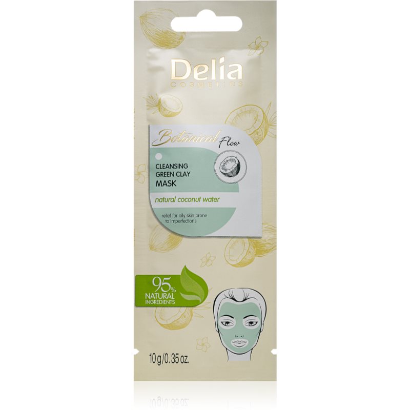 Delia Cosmetics Botanical Flow Coconut Water почистваща маска за лице за мазна кожа 10 гр.