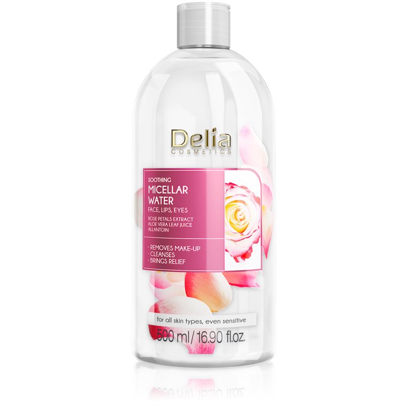 Delia Cosmetics Micellar Water Rose Petals Extract água micelar para limpeza suave 500 ml