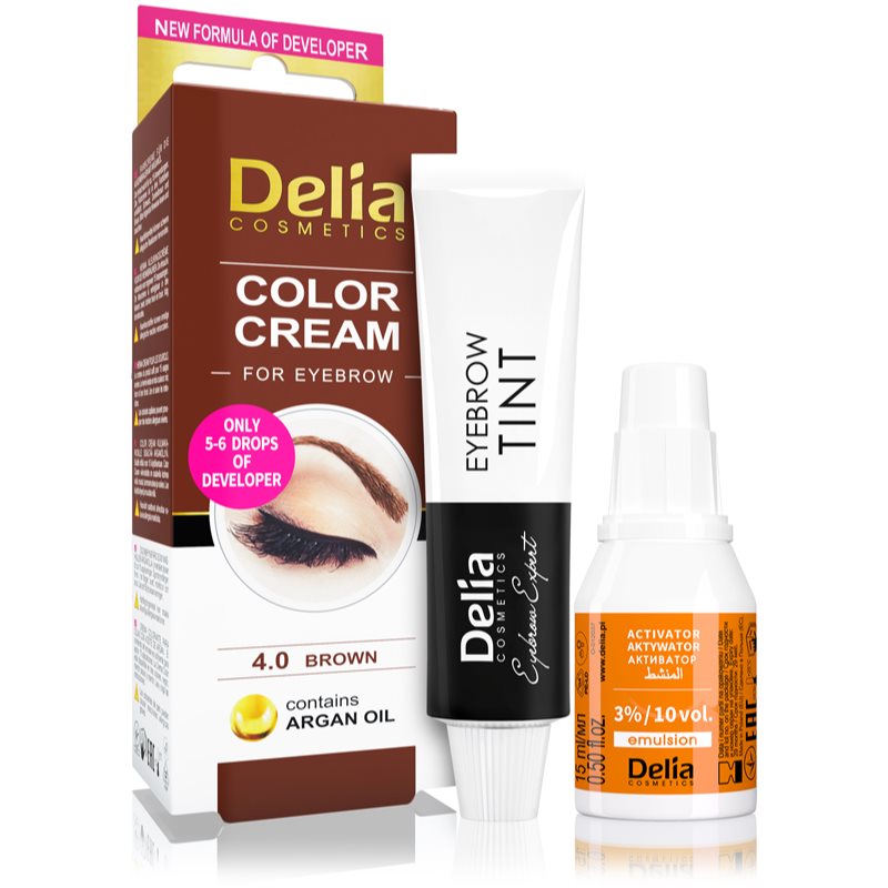 Delia Cosmetics Argan Oil barva za obrvi odtenek 4.0 Brown 15 ml