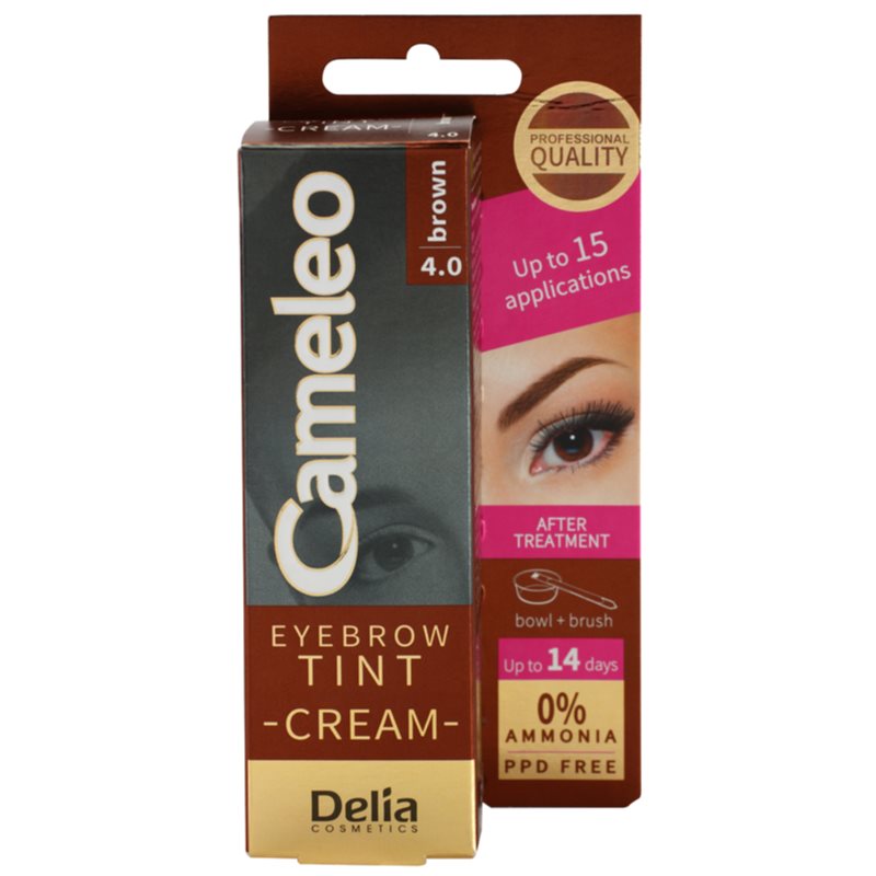Delia Cosmetics Cameleo tinte cremoso profesional para cejas sin amoníaco tono 4.0 Brown 15 ml