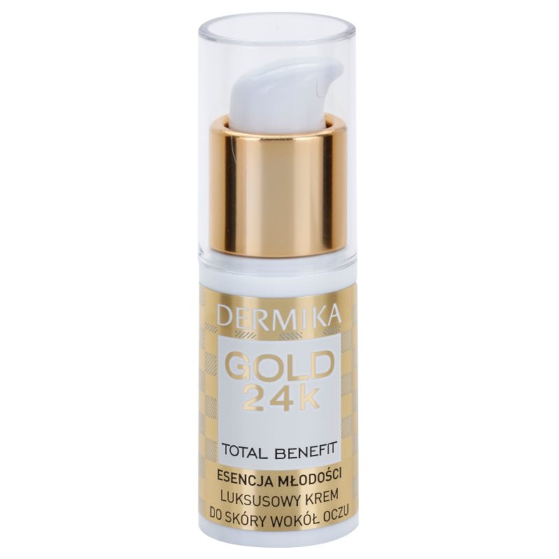 Dermika Gold 24k Total Benefit luxuriöse verjüngende Creme für die Augenpartien 15 ml