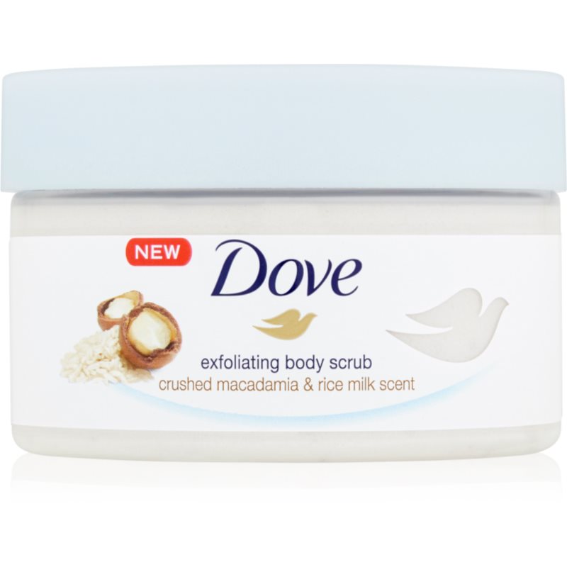 Dove Exfoliating Body Scrub Crushed Macadamia & Rice Milk nährendes Bodypeeling 225 ml