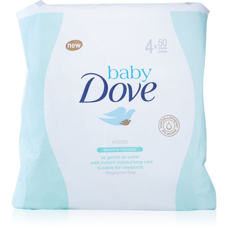 Dove Baby Sensitive Moisture finom nedves törlőkendők gyermekeknek 4 x 50 ks