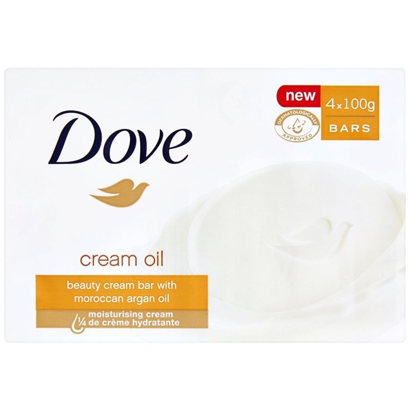 Dove Cream Oil tuhé mýdlo s arganovým olejem 4x100 g