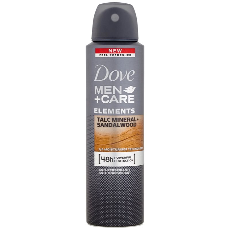 Dove Men+Care Elements antiperspirant v pršilu 48 ur Talc Mineral + Sandalwood 150 ml