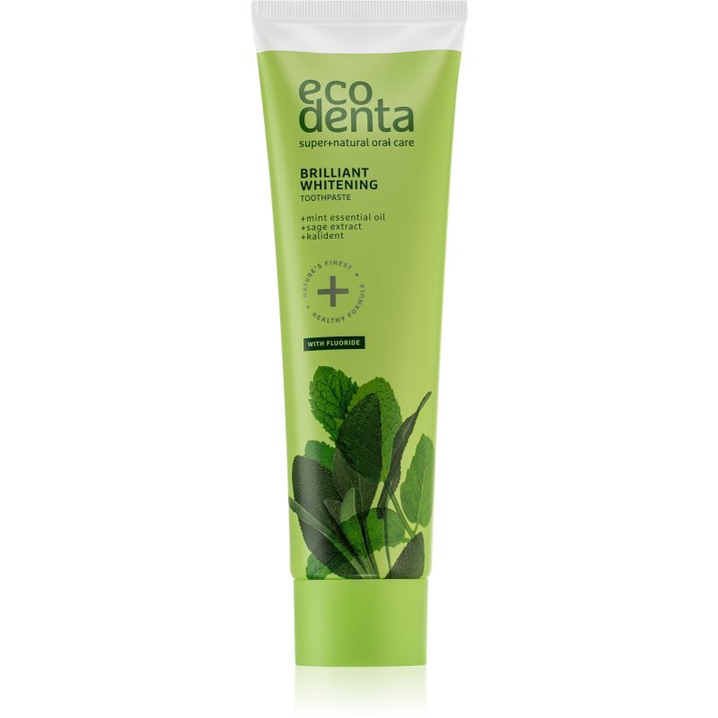 Ecodenta Green Brilliant Whitening pasta de dientes con flúor para aliento fresco Mint Oil + Sage Extract  100 ml
