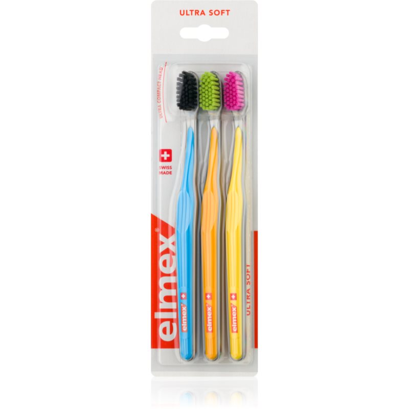 

Elmex Swiss Made зубні щітки ultra soft Blue + Orange + Yellow