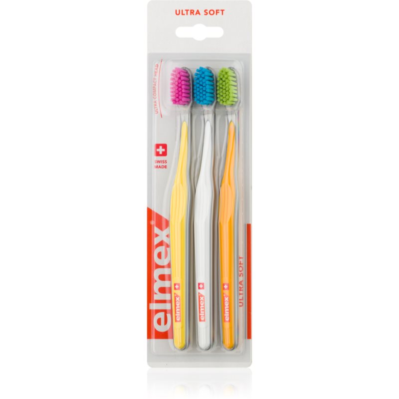 

Elmex Swiss Made зубні щітки ultra soft Yellow + White + Orange