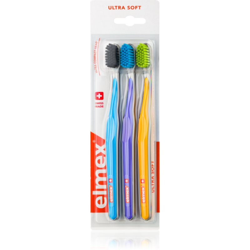 

Elmex Swiss Made зубні щітки ultra soft Blue + Purple + Orange