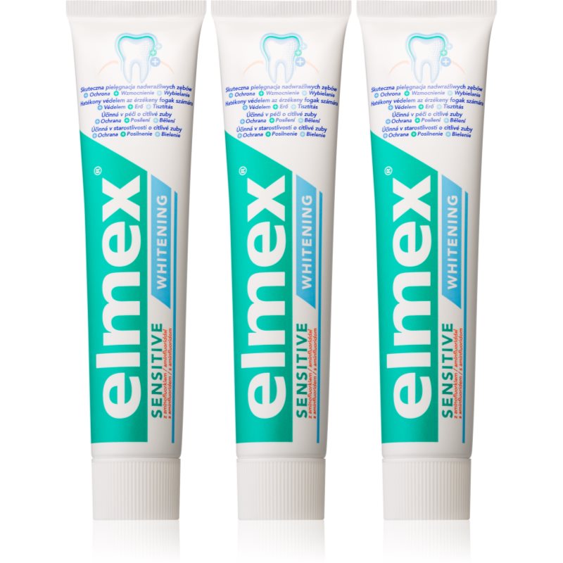 Elmex Sensitive Whitening Zahnpasta für natürlich weiße Zähne 3 x 75 ml