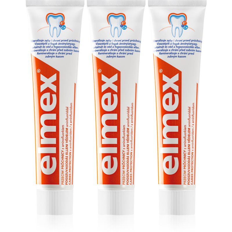 Elmex Caries Protection pasty do zębów chroniąca przed próchnicą z fluorem 3 x 75 ml