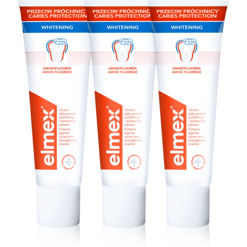 Elmex Caries Protection Whitening dentífrico branqueador com fluór 3 x 75 ml