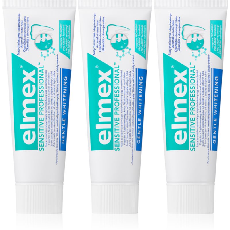 Elmex Sensitive Professional Gentle Whitening bleichende Paste für empfindliche Zähne 3 x 75 ml