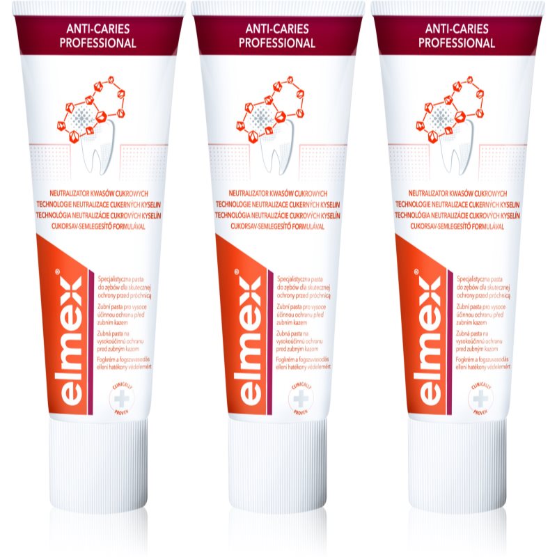 Elmex Anti-Caries Professional dentífrico para prevenir as cáries 3 x 75 ml
