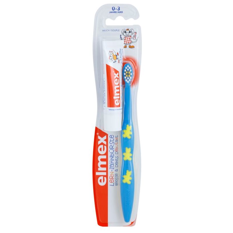 Elmex Caries Protection escova de dentes suave para crianças + mini pasta de dentes 12 ml