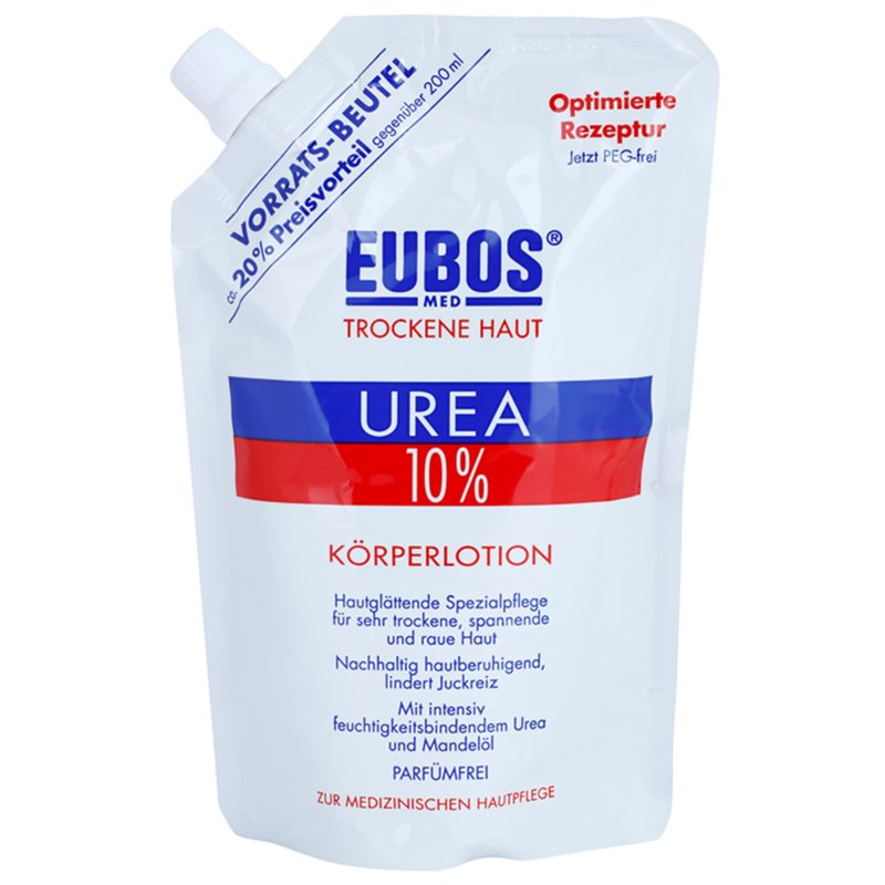 Eubos Dry Skin Urea 10% loção corporal hidratante para pele seca e com prúrido recarga 400 ml