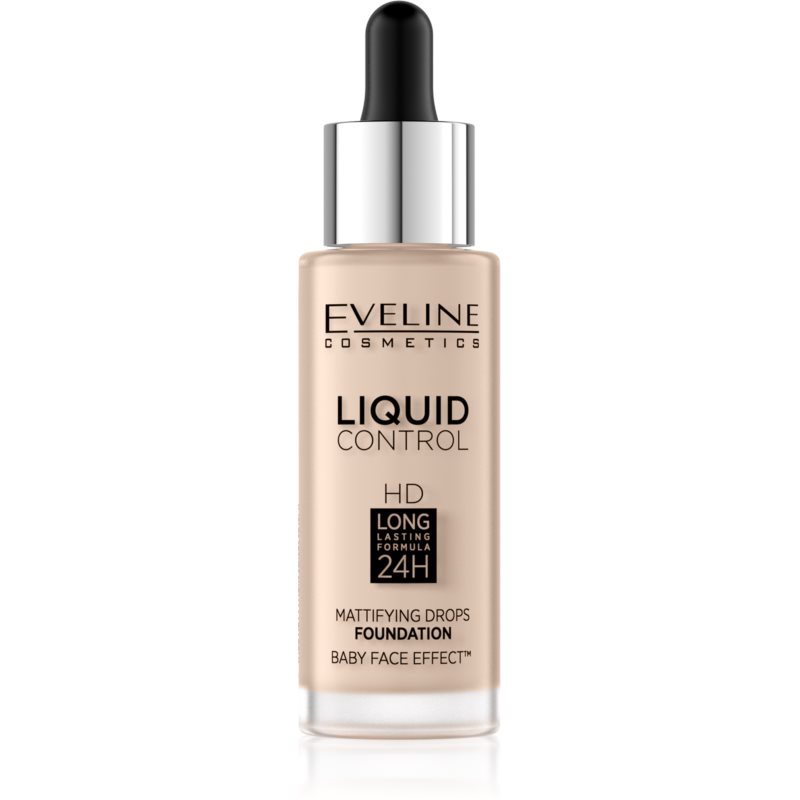 Eveline Cosmetics Liquid Control base líquida com pipeta tom 01 Light Beige 32 ml