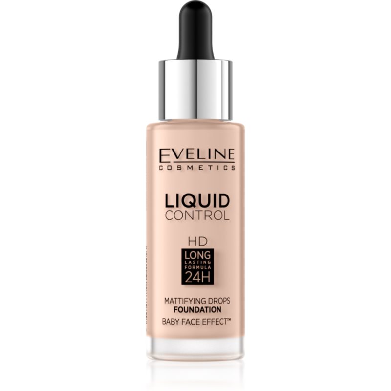 Eveline Cosmetics Liquid Control Flüssiges Make Up mit einer Pipette Farbton 02 Rose Beige 32 ml
